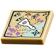 Part 3068bpb0907 Tan Tile 2 x 2 with Elven Key and Map Pattern
